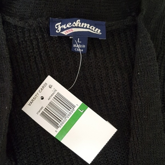 Black Varsity Cardigan Sweater - Picture 3 of 3